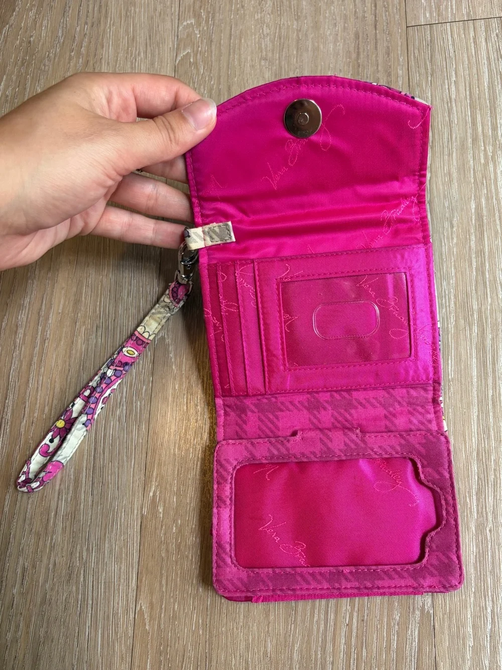 Vera Bradley Pink Paisley Meets Plaid Pattern Wristlet Wallet